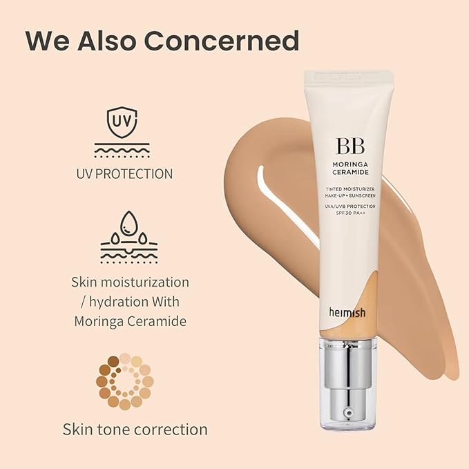 Heimish Moringa Ceramide BB Cream Tinted Moisturizer SPF 30 PA++