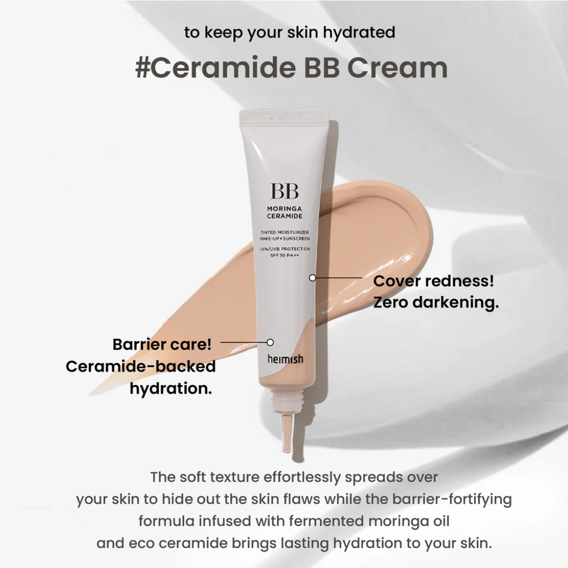 Heimish Moringa Ceramide BB Cream Tinted Moisturizer SPF 30 PA++